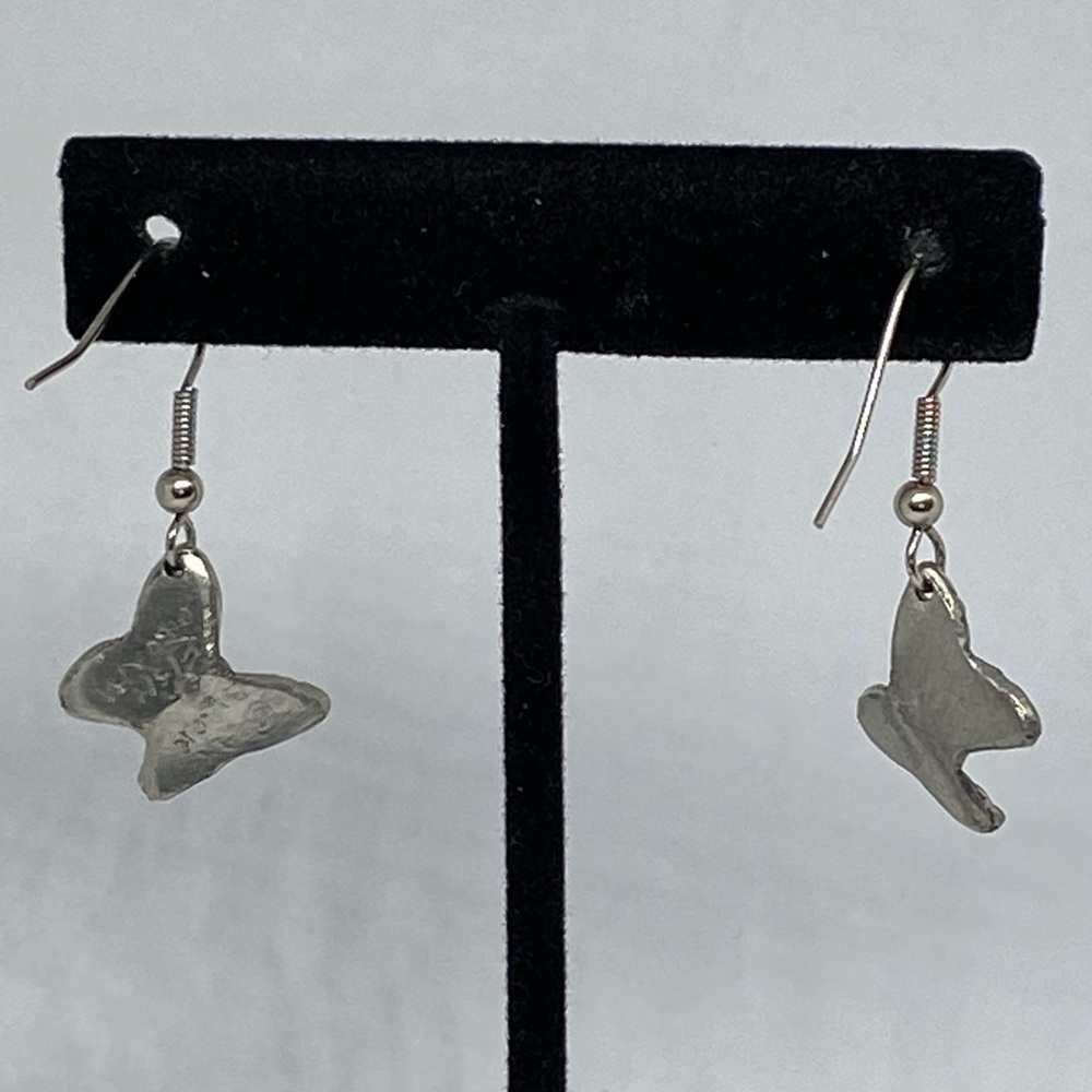 PEWTER butterfly earrings and brooch set dangle butterflies - Picture 5 of 11